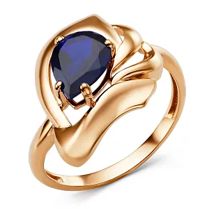 Кольцо из красного золота с корундом