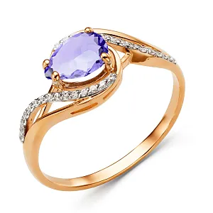 Кольцо из красного золота с аметистом