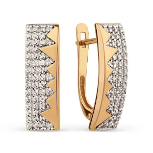 Серьги из красного золота с фианитами