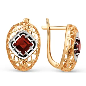 Серьги из красного золота с гранатами