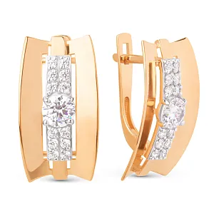 Серьги из красного золота с фианитами