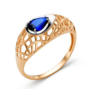 Кольцо из красного золота с корундом