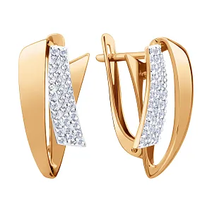 Серьги из красного золота с фианитами