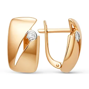 Серьги из красного золота с фианитами