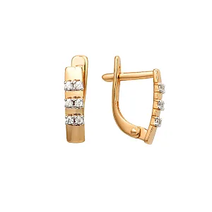 Серьги из красного золота с фианитами