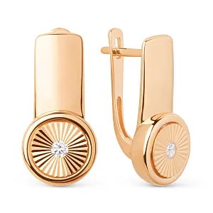 Серьги из красного золота с фианитами