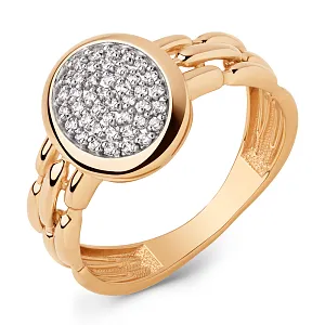 Кольцо из красного золота с фианитами