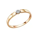 Кольцо из красного золота с фианитами