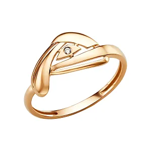 Кольцо из красного золота с фианитом