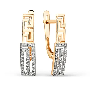 Серьги из красного золота с фианитами