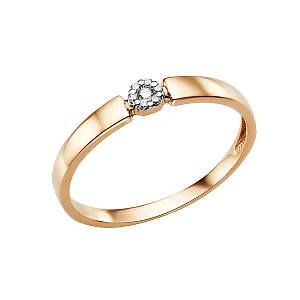 Кольцо из красного золота с фианитами