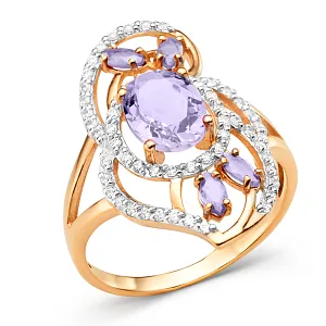 Кольцо из красного золота с аметистами