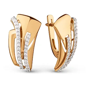 Серьги из красного золота с фианитами