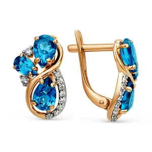 Серьги из красного золота с swiss топазами