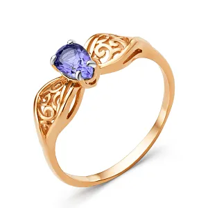 Кольцо из красного золота с аметистом