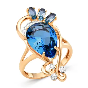 Кольцо из красного золота с лондон топазами