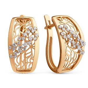 Серьги из красного золота с фианитами