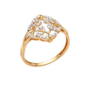 Кольцо из красного золота с фианитами