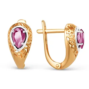 Серьги из красного золота с корундами