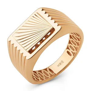 Кольцо печатка из красного золота