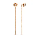 Серьги продевки из красного золота с фианитами