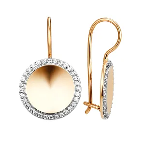 Серьги из красного золота с фианитами