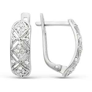 Серьги из белого золота с фианитами