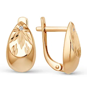 Серьги из красного золота с фианитами