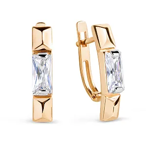 Серьги из красного золота с фианитами