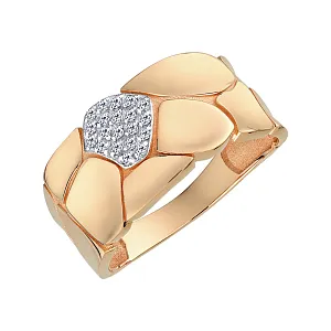 Кольцо из красного золота с фианитами