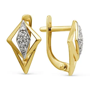 Серьги из желтого золота с фианитами