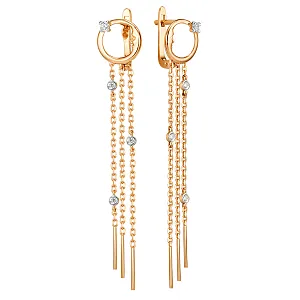 Серьги из красного золота с фианитами