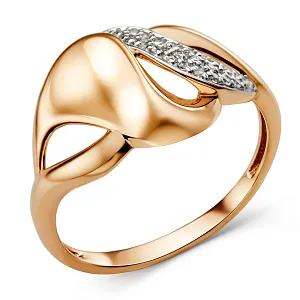 Кольцо из красного золота с фианитами