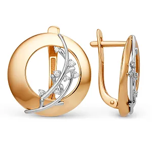 Серьги из красного золота с фианитами