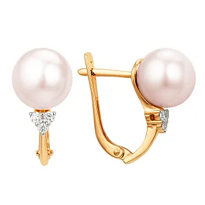 Серьги из красного золота с фианитами