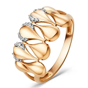 Кольцо из красного золота с фианитами