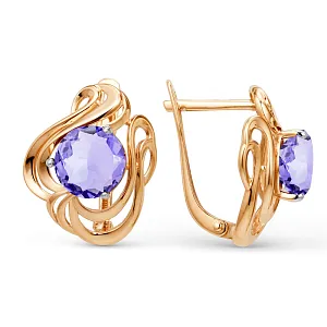 Серьги из красного золота с аметистами