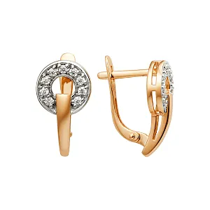 Серьги из красного золота с фианитами