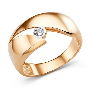 Кольцо из красного золота с фианитом