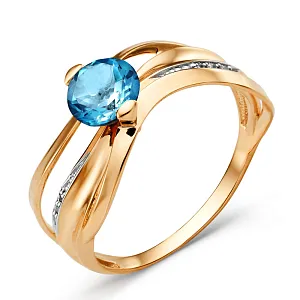 Кольцо из красного золота с лондон топазом