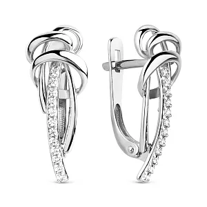 Серьги из белого золота с фианитами