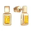 Серьги пусеты из красного золота с цитринами