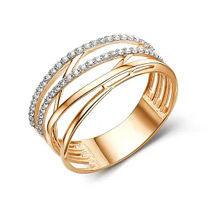 Кольцо из красного золота с фианитами