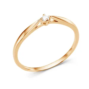 Кольцо из красного золота с фианитом