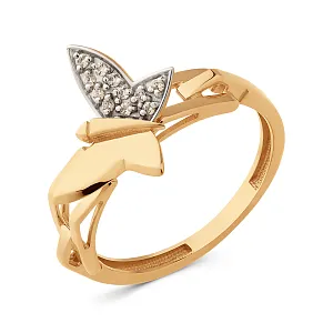 Кольцо из красного золота с фианитами