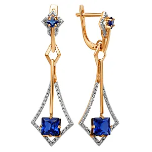 Серьги из красного золота с корундами