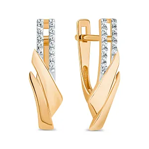 Серьги из красного золота с фианитами