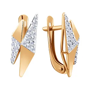 Серьги из красного золота с фианитами