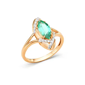 Кольцо из красного золота с ювелирным кристаллом