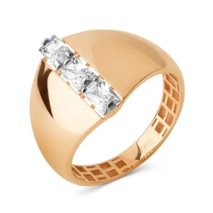 Кольцо из красного золота с фианитами